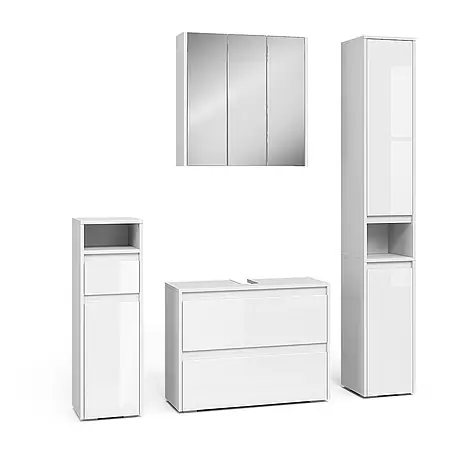 Vicco  Badmöbel-Set Majest Weiß Hochglanz 4 Teile