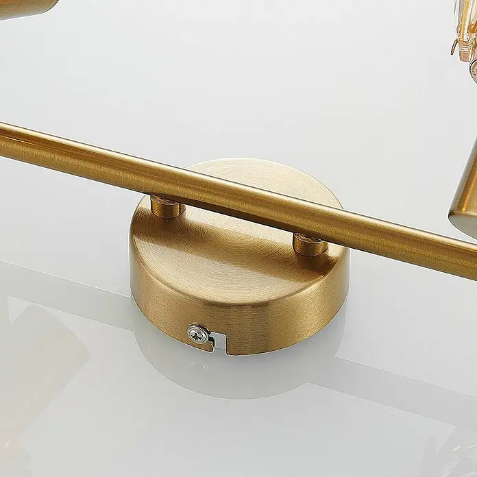 Lindby Deckenleuchte Kosta - messing / gold, E14 - Goldfarbene Leuchtenbasis aus gebürstetem Metall mit horizontaler Stange, gesichert durch eine sichtbare Schraube.