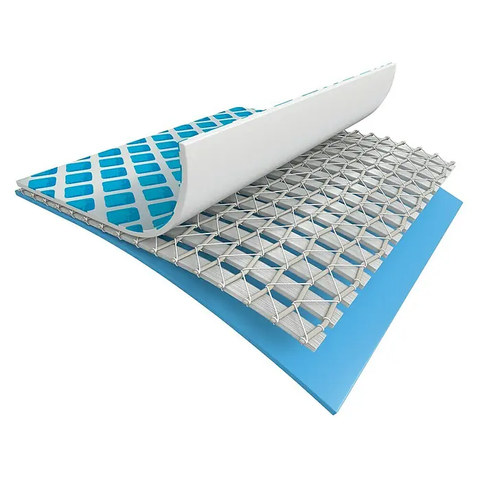 Intex Frame-Pool Graphite - Ø x H: 478 x 124 cm, Anthrazit, 16.805 l - Eine Illustration der verschiedenen Schichten eines atmungsaktiven und feuchtigkeitsableitenden Stoffes, der für Komfort sorgt.