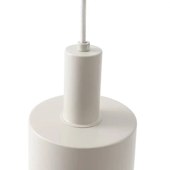 Lindby Pendelleuchte Ovelia - creme / amber, beige, E27 - Cremefarbener zylindrischer Pendelleuchtenkopf mit geflochtenem Kabel.