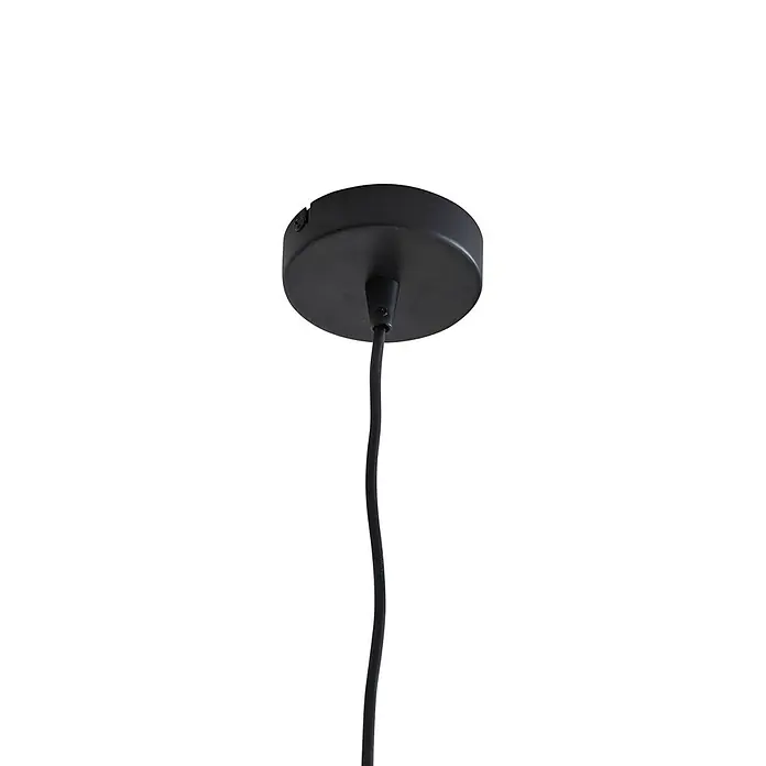 Lindby Pendelleuchte Belarion - weiß / opal, opal, E27 - Schwarze Deckenrosette mit hängendem Kabel.