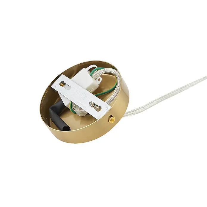 Lindby Pendelleuchte Kupla - L x B x H: 12 x 12 x 20 cm, klar / transparent, transparent, weiß, G9 - Messingfarbene Deckenrosette innen mit Verkabelung, Klemmenblock und Montagehalterung.