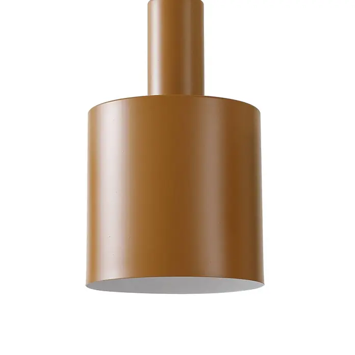 Lindby Pendelleuchte Ovelia - L x B x H: 84 x 13 x 21,5 cm, braun / rost, dunkelbraun, kaffeebraun, beige, E27 - Matte braune zylindrische Pendelleuchte.