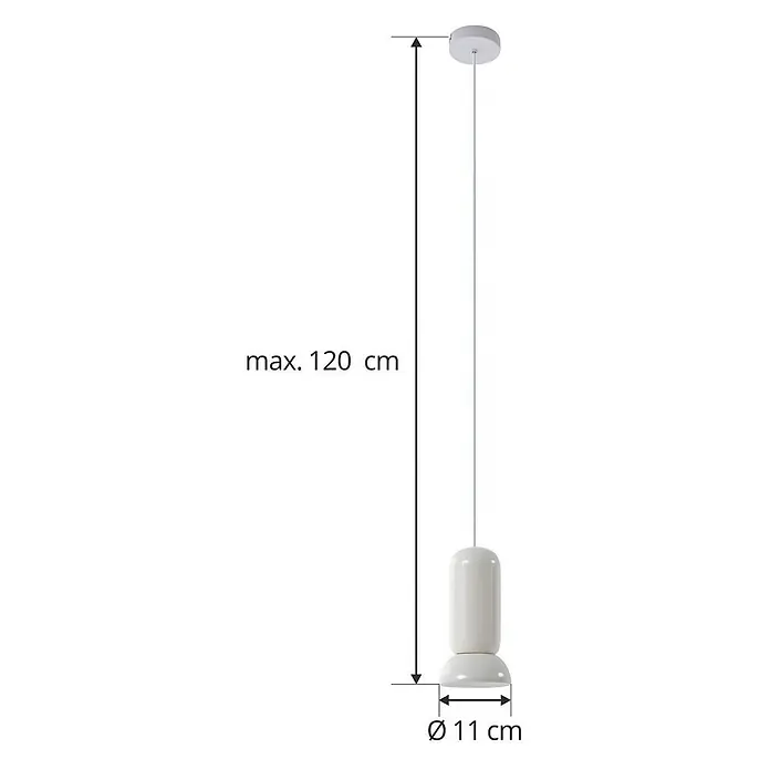 Lindby Pendelleuchte Kerimi - weiß / opal, creme, GU10 - Weiße Pendelleuchte mit glänzender Oberfläche, max. 120 cm Länge und 11 cm Durchmesser.