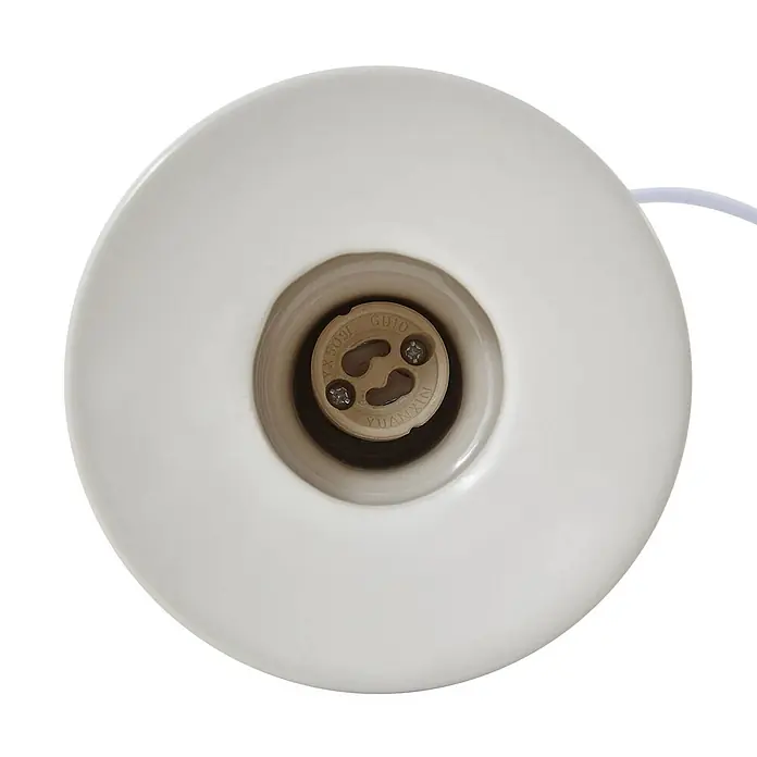 Lindby Pendelleuchte Kerimi - weiß / opal, creme, GU10 - Weißer Keramik-GU10-Lampenfassung, von unten gesehen, mit Innensockel.
