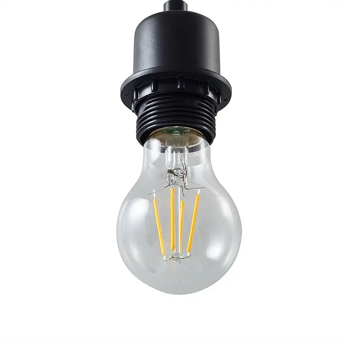 Lindby Pendelleuchte Helin - L x B x H: 35 x 35 x 30 cm, schwarz, Schwarz, E27 - Klare LED-Glühbirne mit sichtbaren Filamenten in schwarzer Fassung.