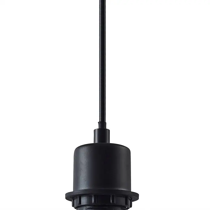 Lindby Pendelleuchte Helin - L x B x H: 35 x 35 x 30 cm, schwarz, Schwarz, E27 - Schwarze Pendelleuchtenfassung mit schwarzem Kabel.
