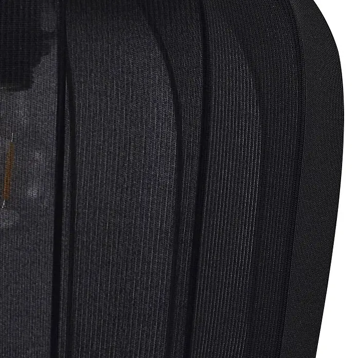 Lindby Pendelleuchte Helin - L x B x H: 35 x 35 x 30 cm, schwarz, Schwarz, E27 - Nahaufnahme einer schwarzen, gerippten Koffer-Oberfläche mit vertikalen Rillen und glattem Rand.