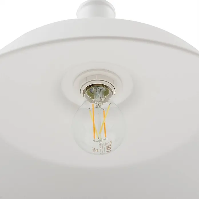Lindby Pendelleuchte Laylan - weiß / opal, weiß, E27 - Weiße Deckenleuchte mit klarer LED-Filamentbirne.