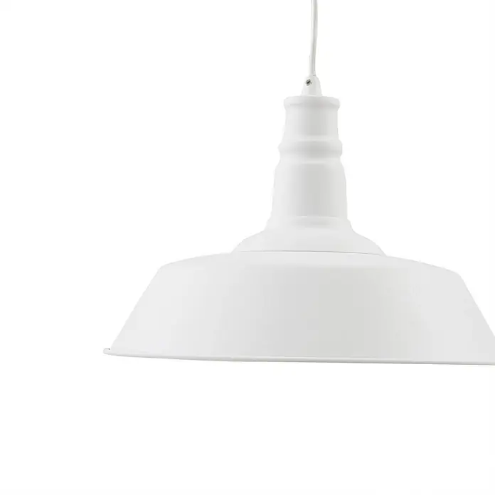Lindby Pendelleuchte Laylan - weiß / opal, weiß, E27 - Weiße Pendelleuchte aus Metall mit glockenförmigem Schirm und weißem Textilkabel.