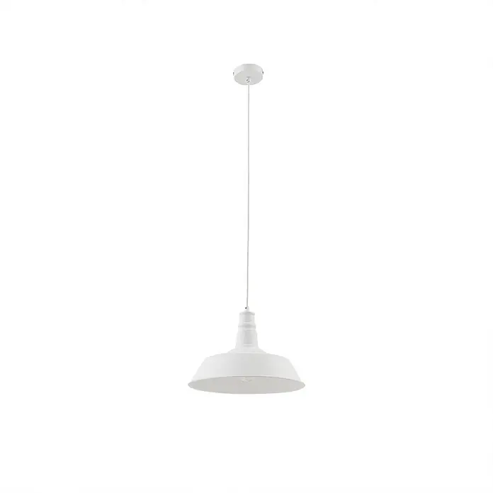 Lindby Pendelleuchte Laylan - weiß / opal, weiß, E27 - Weiße Metall-Pendelleuchte mit breitem, konischem Schirm.