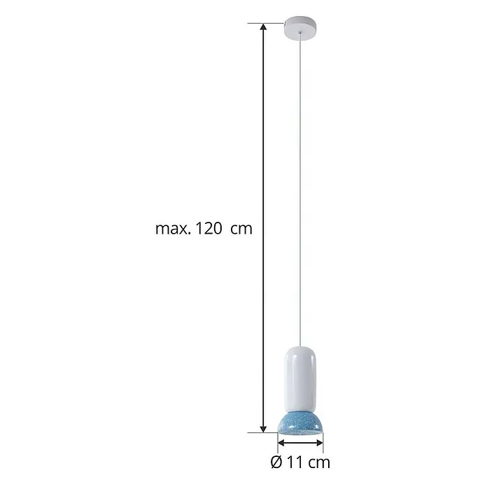 Lindby Pendelleuchte Kerimi - weiß / opal, weiß, Blau, GU10 - Weiße und blaue Pendelleuchte, max. Länge 120 cm, Durchmesser 11 cm.