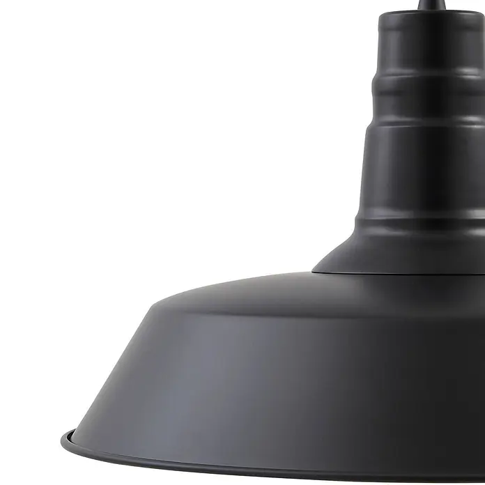 Lindby Pendelleuchte Laylan - L x B x H: 46 x 46 x 10,5 cm, schwarz, Schwarz, weiß, E27 - Matter schwarzer Metall-Lampenschirm und oberes Gehäuse.