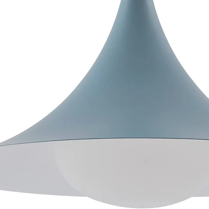 Lindby Pendelleuchte Jarl - L x B x H: 35 x 35 x 23 cm, blau, Blau, G9 - Hellblaue und weiße Pendelleuchte mit konischer Oberseite und abgerundeter Basis.