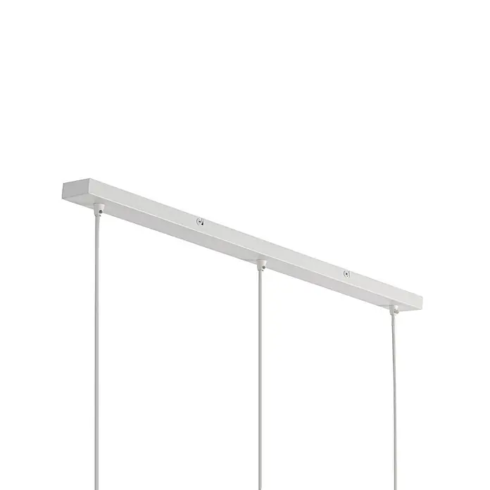 Lindby Pendelleuchte Aralena - weiß / opal, weiß, E27 - Weiße rechteckige Deckenbaldachin mit drei Textilkabeln für Pendelleuchten.