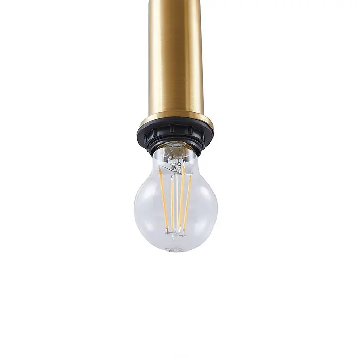 Lindby Pendelleuchte Hildur - L x B x H: 51,2 x 35 x 11,8 cm, alu / grau / zink, rauchgrau, messing, E27 - Klare LED-Filamentbirne in messingfarbener Lampenfassung.