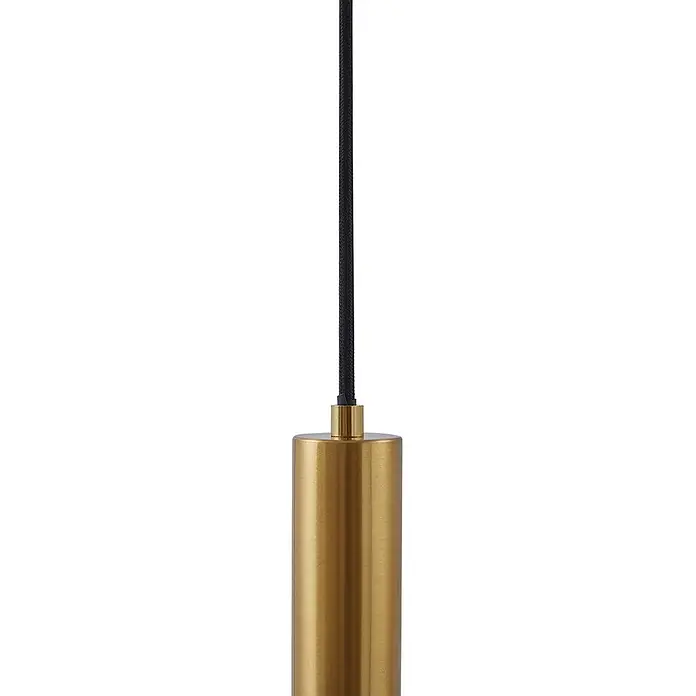 Lindby Pendelleuchte Hildur - L x B x H: 51,2 x 35 x 11,8 cm, alu / grau / zink, rauchgrau, messing, E27 - Zylindrische Messing-Pendelleuchte mit schwarzem Textilkabel.