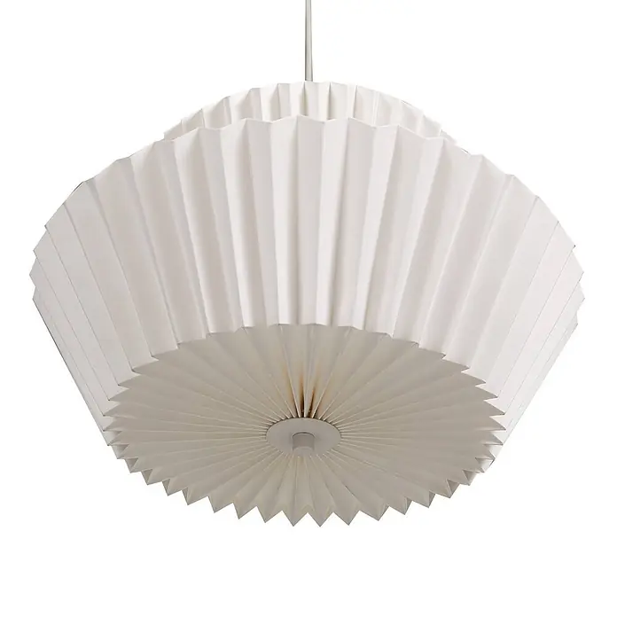 Lindby Pendelleuchte Magali - L x B x H: 45 x 45 x 25 cm, weiß / opal, weiß, E27 - Weißer plissierter Papier-Lampenschirm für eine Pendelleuchte.