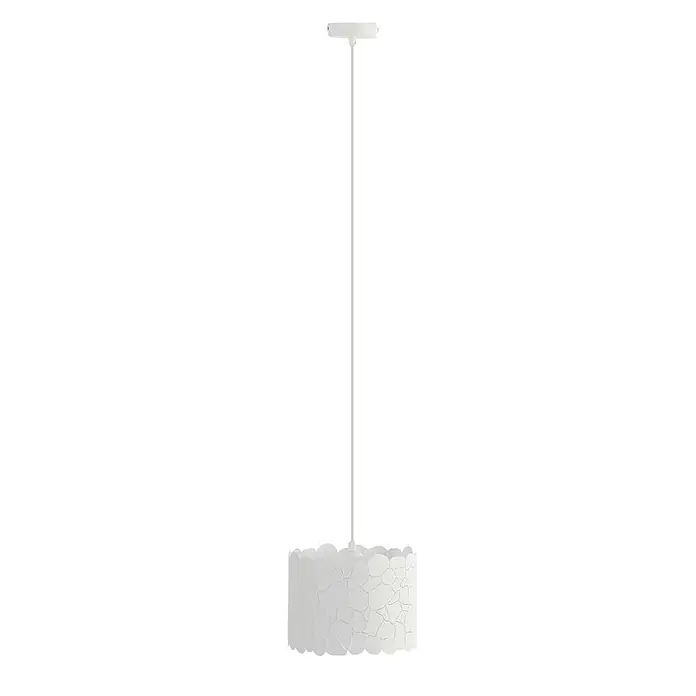 Lindby Pendelleuchte Aralena - weiß / opal, weiß, E27 - Weiße Pendelleuchte mit organisch gemustertem Schirm.