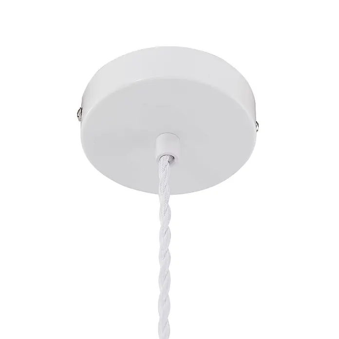 Lindby Pendelleuchte Nielson - weiß / opal, weiß, E27 - Weiße Deckenrosette mit weißem, geflochtenem Textilkabel für Pendelleuchten.