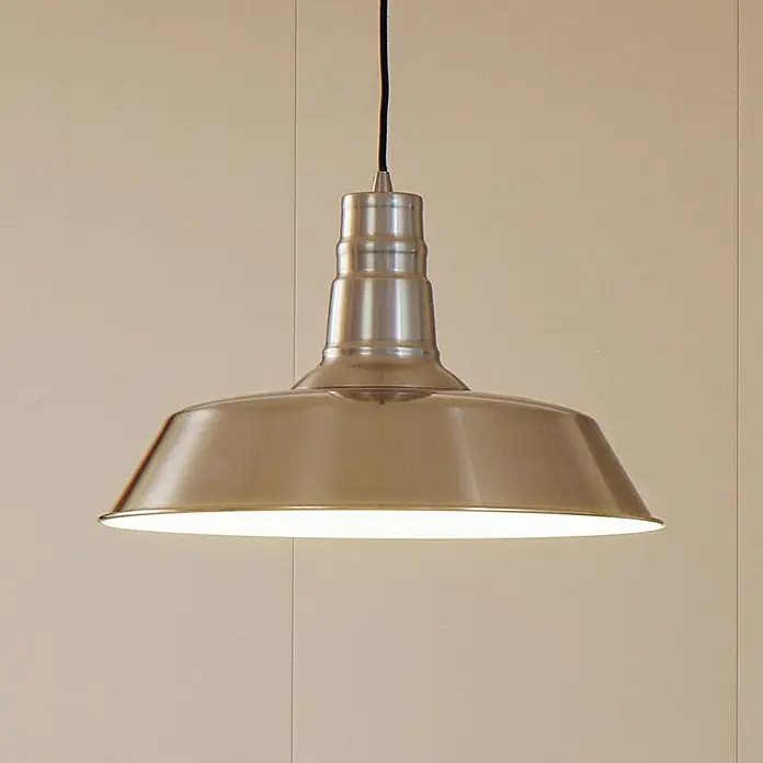 Lindby Pendelleuchte Laylan - alu / grau / zink, nickel, weiß, E27 - Hängende Pendelleuchte aus gebürstetem Metall, die warmes Licht abstrahlt.