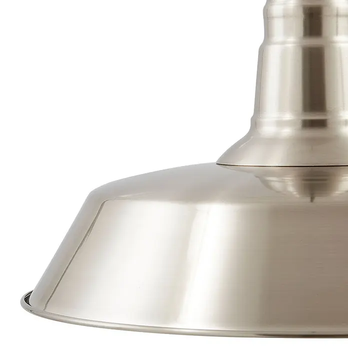 Lindby Pendelleuchte Laylan - alu / grau / zink, nickel, weiß, E27 - Lampenschirm aus gebürstetem, satiniertem Silbermetall mit breitem, ausgestelltem Design.