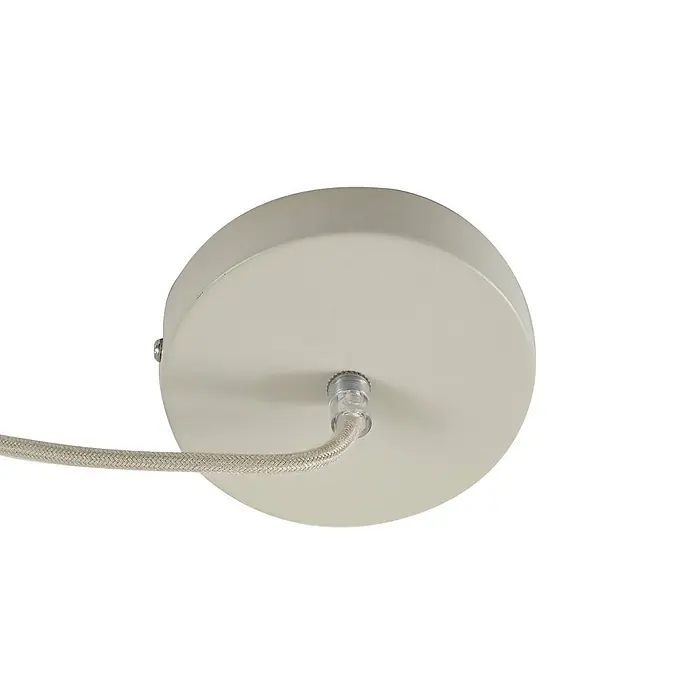 Lindby Pendelleuchte Elover - creme / amber, beige, E27 - Cremefarbene Deckenrosette aus Metall mit geflochtenem Textilkabel.