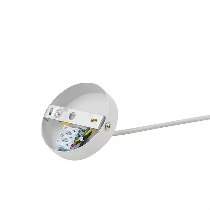 Lindby Pendelleuchte Laylan - L x B x H: 46 x 46 x 10,5 cm, weiß / opal, weiß, E27 - Weiße Deckenrosette für eine Pendelleuchte, mit internen elektrischen Anschlüssen und weißem Textilkabel.