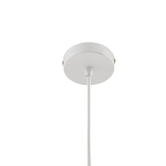 Lindby Pendelleuchte Laylan - L x B x H: 46 x 46 x 10,5 cm, weiß / opal, weiß, E27 - Weiße Deckenrosette mit weißem geflochtenem Textilkabel für Pendelleuchten.