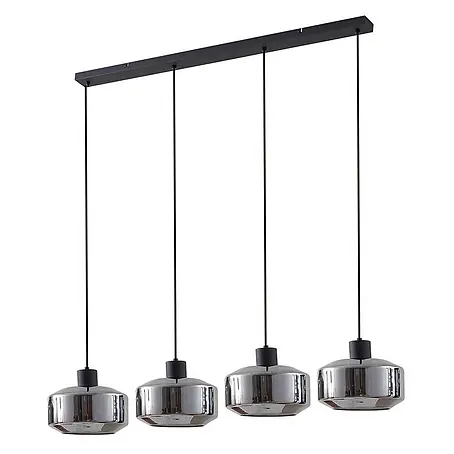 Lindby Pendelleuchte in rauchgrau transparent, schwarz matt, Hängelampe