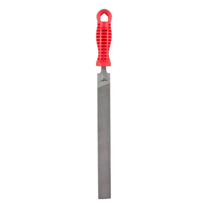Wisent Flachstumpffeile - Hieb: 1/Grob, Länge Feilenblatt: 250 mm - Feile mit rotem Griff. Zum Glätten und Formen von Materialien, ideal für Werkstatt und Heimwerkerprojekte.