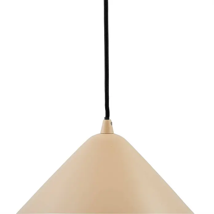 Lindby Pendelleuchte Clarine - creme / amber, beige, E27 - Cremefarbener konischer Pendellampenschirm mit schwarzem Textilkabel.