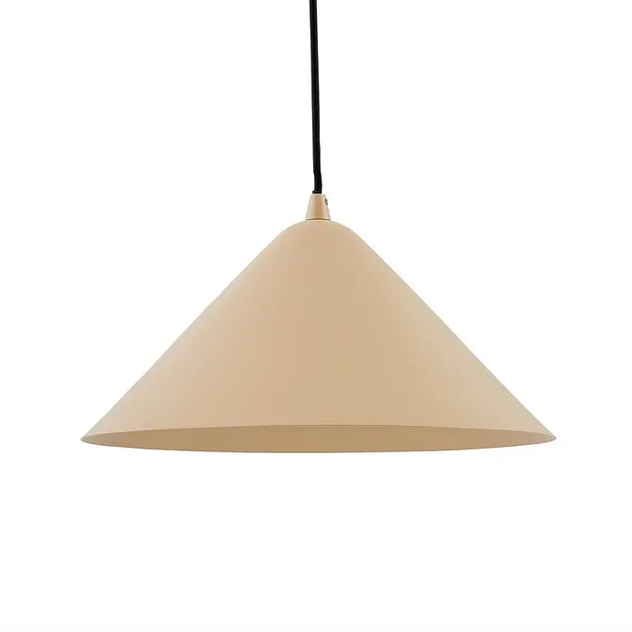 Lindby Pendelleuchte Clarine - creme / amber, beige, E27 - Beige konische Pendelleuchte an schwarzem Kabel.