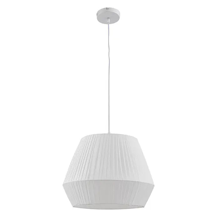 Lindby Pendelleuchte Vitore - L x B x H: 40 x 40 x 40 cm, weiß / opal, weiß, E27 - Weiße Pendelleuchte mit plissiertem Stoffschirm.