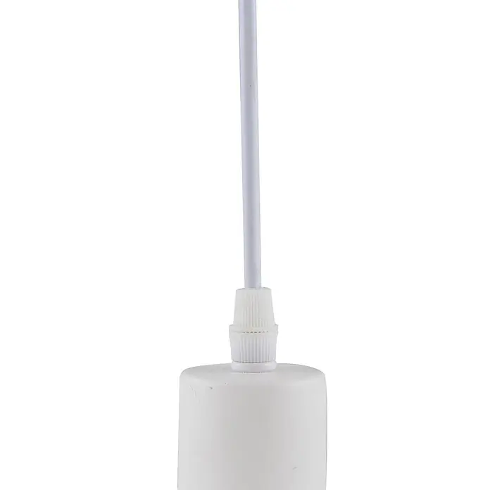 Lindby Pendelleuchte Vitore - L x B x H: 40 x 40 x 40 cm, weiß / opal, weiß, E27 - Weiße Kunststoff-Lampenfassung mit weißem Stromkabel.