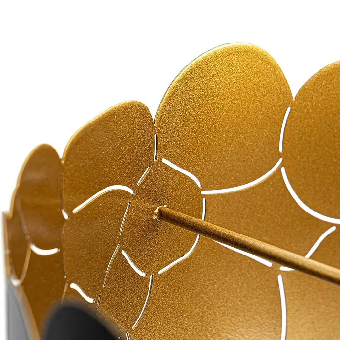 Lindby Pendelleuchte Aralena - L x B x H: 26 x 26 x 20 cm, schwarz, Schwarz, gold, E27 - Texturiertes goldenes Metallteil mit geschwungenem Randdesign und Stange.