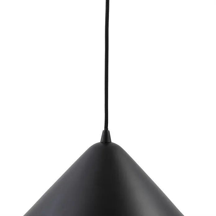 Lindby Pendelleuchte Clarine - L x B x H: 33 x 33 x 16 cm, schwarz, Schwarz, E27 - Schwarze konische Pendelleuchte mit schwarzem Kabel.