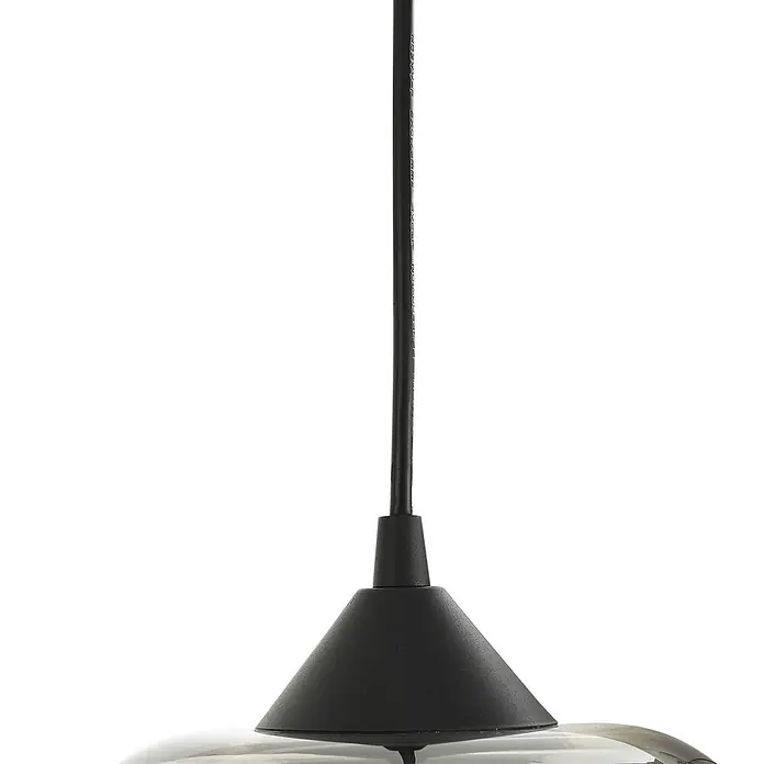 Lindby Pendelleuchte Marla - L x B x H: 50 x 50 x 30 cm, schwarz, Schwarz, rauchgrau, E27 - Schwarze Hängelampe mit konischem Baldachin und klarem Glasschirm.