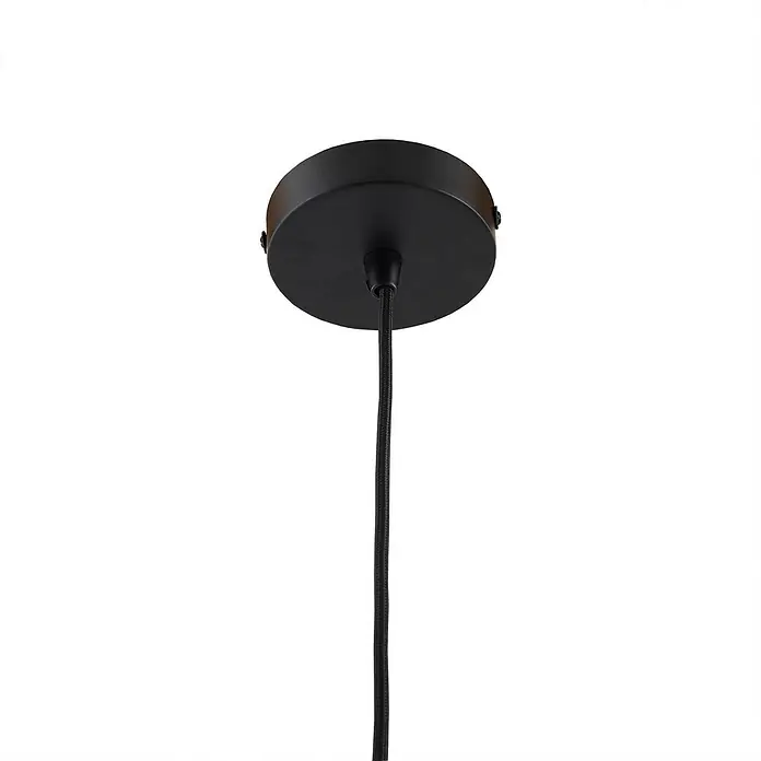 Lindby Pendelleuchte Laylan - schwarz, Schwarz, weiß, E27 - Schwarze Deckenrosette mit stoffummanteltem Pendelkabel für Hängeleuchten.