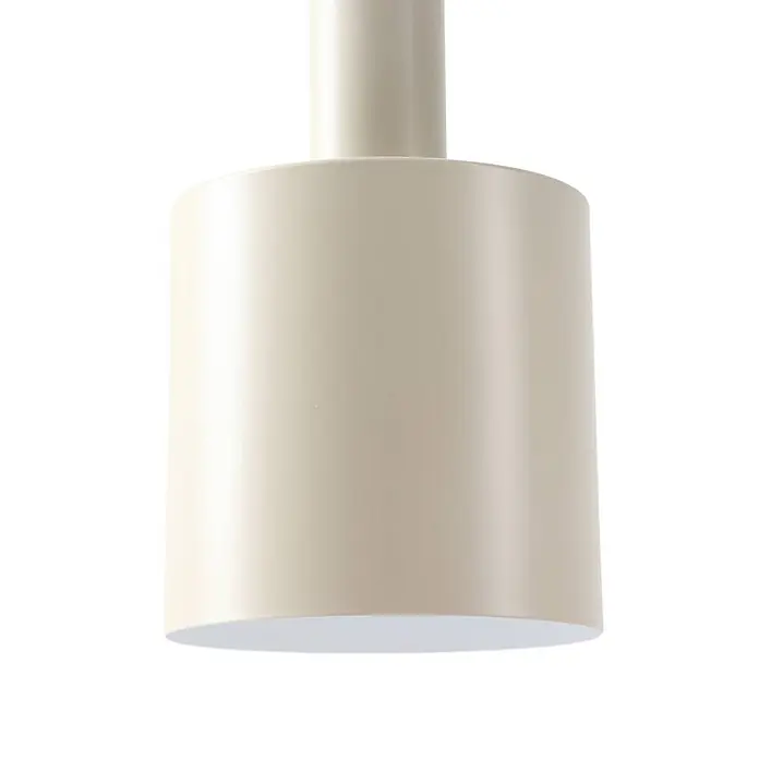 Lindby Pendelleuchte Ovelia - L x B x H: 84 x 32 x 150 cm, braun / rost, dunkelbraun, kaffeebraun, beige, E27 - Beige zylindrische Pendelleuchte mit weißer Innenseite.