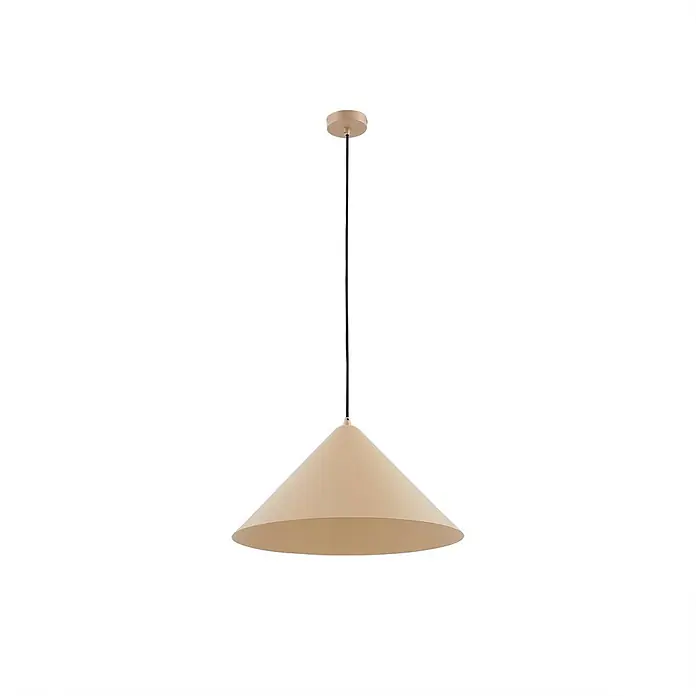 Lindby Pendelleuchte in beige, Hängelampe -  - Nude-farbene konische Pendelleuchte mit schwarzem Kabel und passendem Deckenbaldachin.