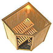 Karibu Systemsauna Larin (Mit 9 kW Saunaofen mit integrierter Steuerung, Mit Dachkranz und Beleuchtung, 151 x 151 x 198 cm)