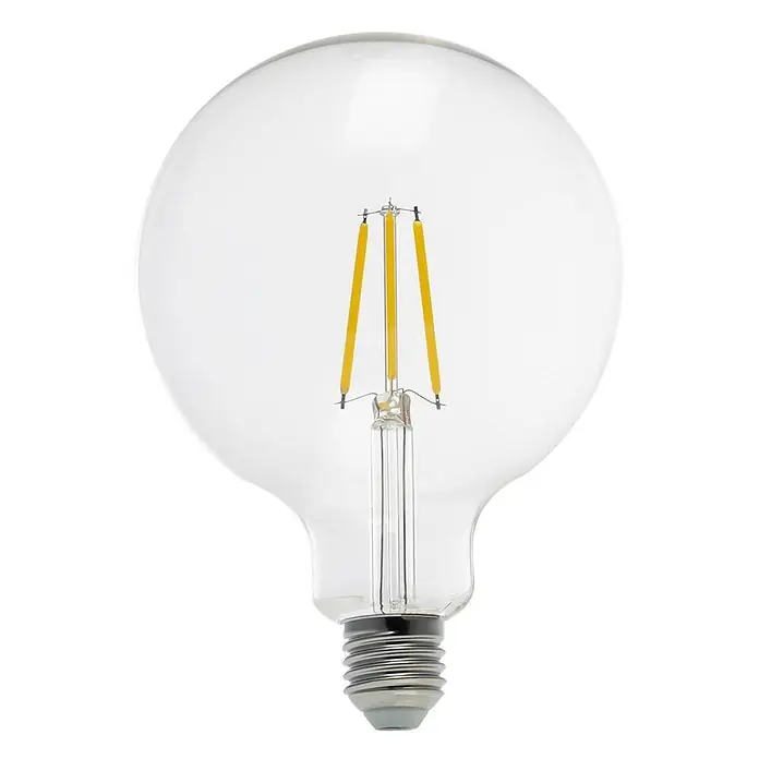 Arcchio LED-Lampe E27 3,8 W LED-Globelampe - E27, Nicht Dimmbar, Warmweiß, 806 lm, 3,8 W - Klare LED-Filament-Glühbirne mit gelben Filamenten und silbernem E27-Schraubsockel.