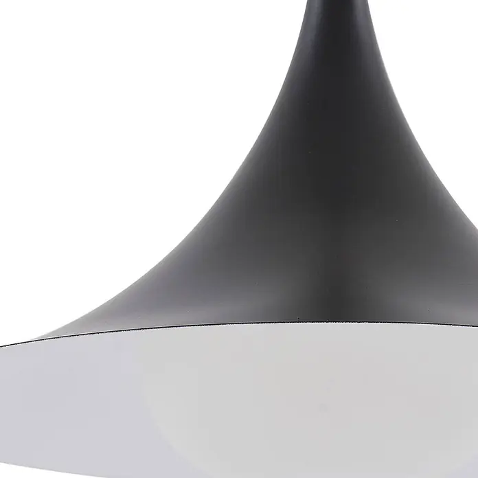 Lindby Pendelleuchte Jarl - L x B x H: 35 x 35 x 23 cm, schwarz, Schwarz, G9 - Zweifarbige Pendelleuchte mit schwarzem, konischem Oberteil und breitem, weißem Unterteil.