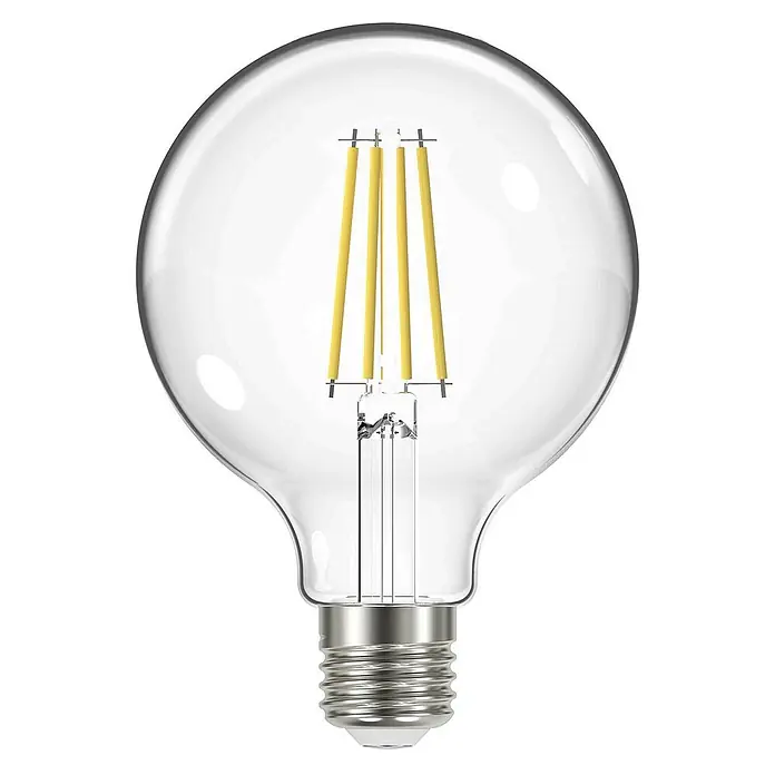 Arcchio LED-Lampe E27 3,8 W LED-Globelampe - E27, Nicht Dimmbar, Warmweiß, 806 lm, 3,8 W - Klare Glas-LED-Globelampe mit sichtbaren gelben Filamenten und silbernem Schraubsockel.