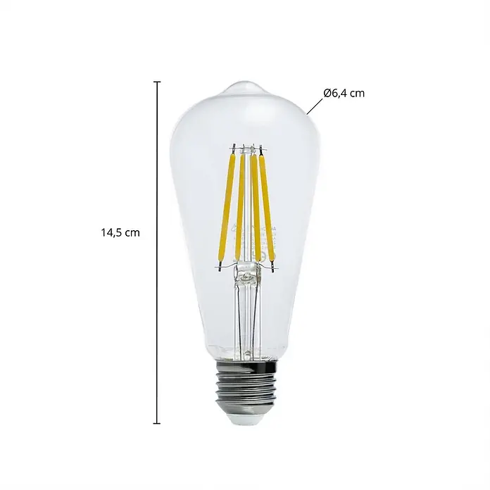 Arcchio LED-Lampe E27 3,8 W LED-Rustikalampe - E27, Nicht Dimmbar, Warmweiß, 806 lm, 3,8 W - Klare LED-Filamentlampe mit gelben Filamenten und Metallsockel, 14,5 cm hoch, 6,4 cm Durchmesser.