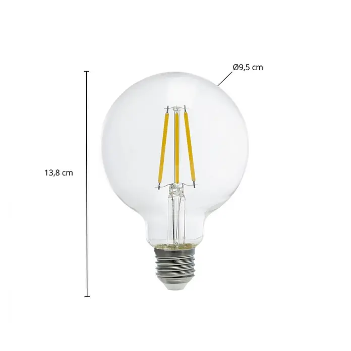 Arcchio LED-Lampe E27 3,8 W LED-Globelampe - E27, Nicht Dimmbar, Warmweiß, 806 lm, 3,8 W - Klare G95 LED-Filament-Glühbirne mit Schraubsockel, 13,8 cm hoch und 9,5 cm Durchmesser.