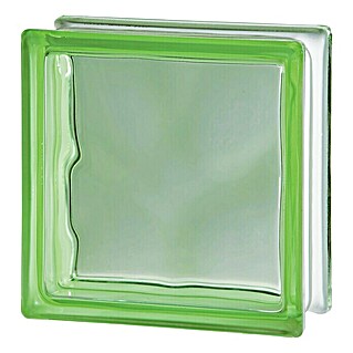 Glasblok Basic (Groen, Structuur: Wolk, Vierkant)