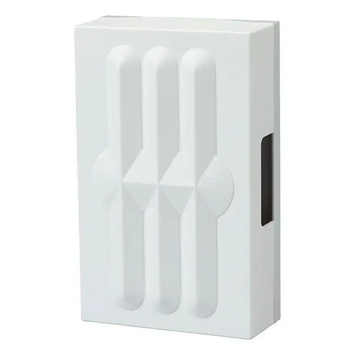 Heidemann 2-Klang-Gong Tebas - L x B x H: 45 x 105 x 168 mm, 82 dB, Weiß, 230 V - Nahaufnahme eines weißen Türgongs mit dekorativem Design und seitlicher Taste.