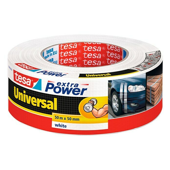 tesa Extra Power Folienband Universal (Weiß, 50 m x 50 mm)